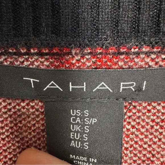 Tahari Plaid V-Neck Sweater - Black, Gray, Cream, and Red - Picture 3 of 6
